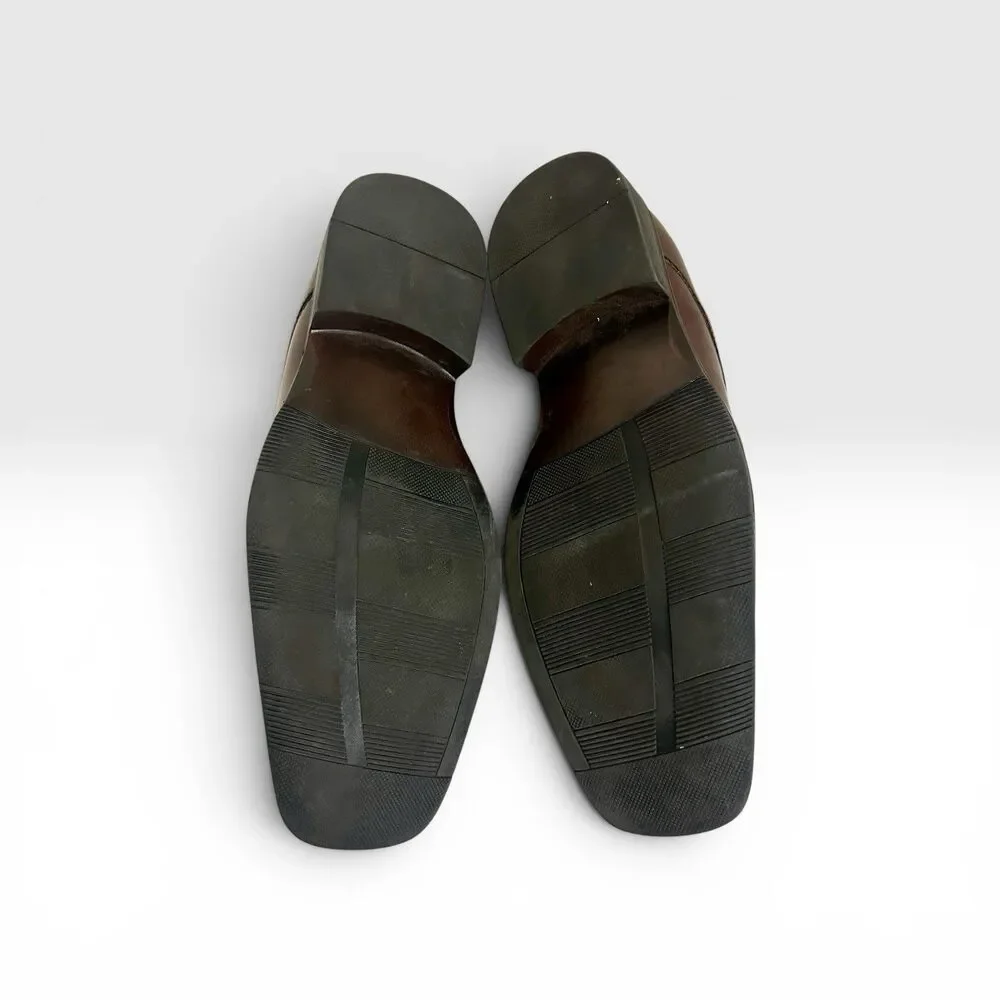 Alfani Ascher Men’s Brown Slip On Dress Shoes Square Toe Loafers Size 11.5 M